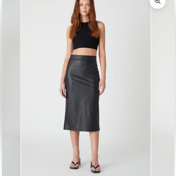 Blank NYC Deep Talks Faux Leather Midi Skirt Size 29 NEW - Picture 2 of 9